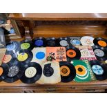 A Pile of 45rpm records to include T-REX, ELTON JOHN, DAVID BOWIE, YES, CRAZY HORSE AND THE