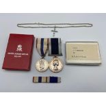 A Royal Navy Long service medal belonging to A/SLT D.W. THOMPSON RN, Silver Jubilee medal with box