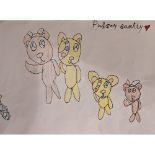 A hand coloured drawing by Abigail Bell [8], titled 'Pudsey Family'