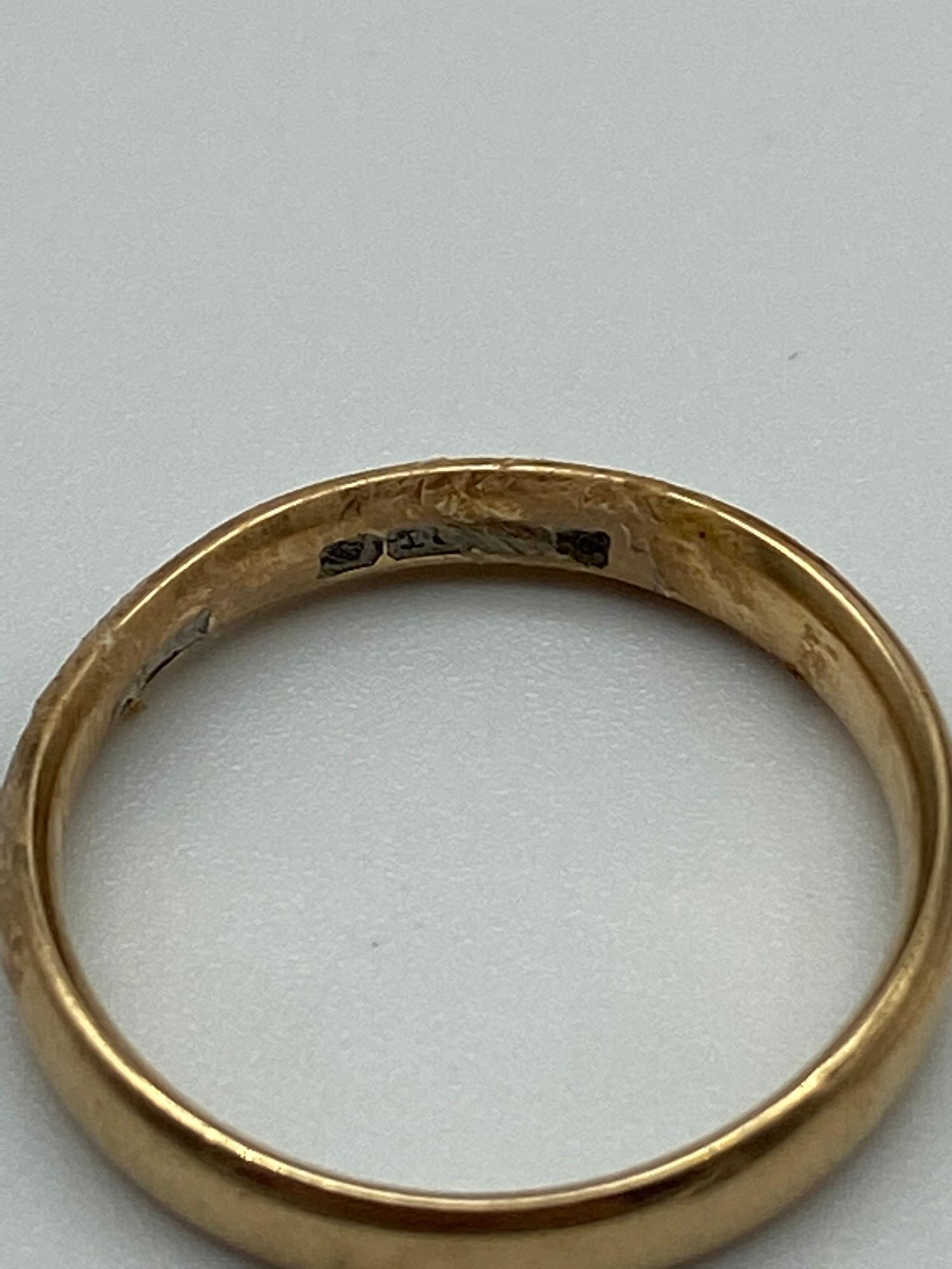 A Gents 18ct gold wedding band [Ring size O] [Weighs 3.60grams] Together with a 9ct gold hoop - Image 2 of 2