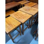 Two sets of three nests of tables in teak produced by Waring & Gillow Ltd. Together with a