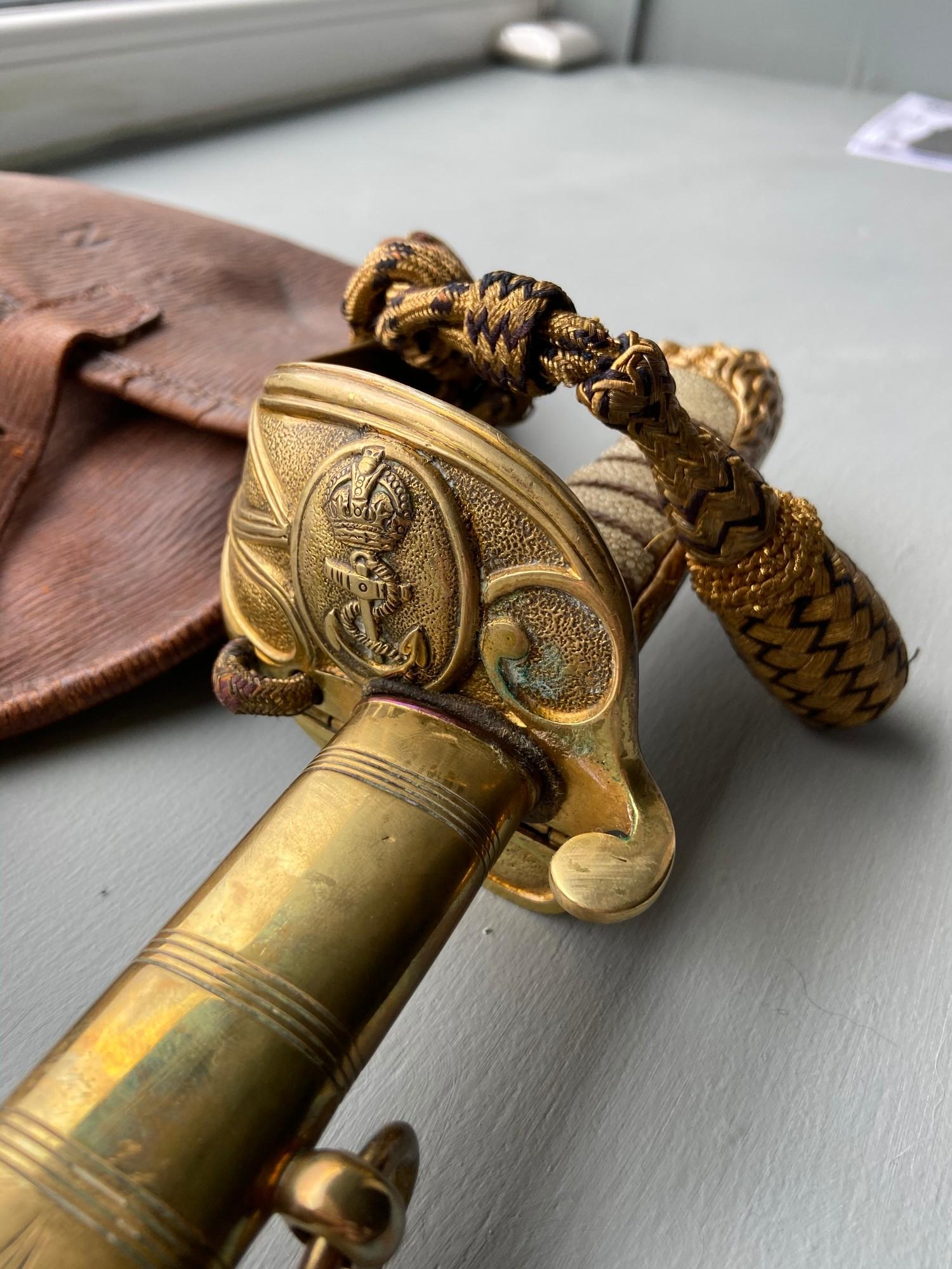A Royal Navy officers sword, scabbard and belt, Sword is produced by Gieve Matthews & Seagrove - Image 10 of 20