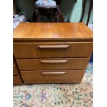 A Retro teak three drawer chest. [69x74x40cm]