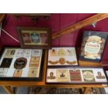 A Quantity of original framed whisky labels which include Robbie Burns, Scottish Leader, Grant's,