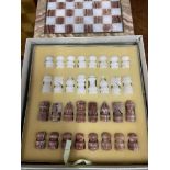 Boxed marble chess set with marble board