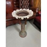 Antique heavy cast iron pedestal plant stand/ bird bath. Designed with a pinched edge [74cm height]