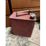 A Vintage Shell petrol can with brass lid.