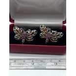 A Pair of silver and Plique a Jour butterfly Cufflinks