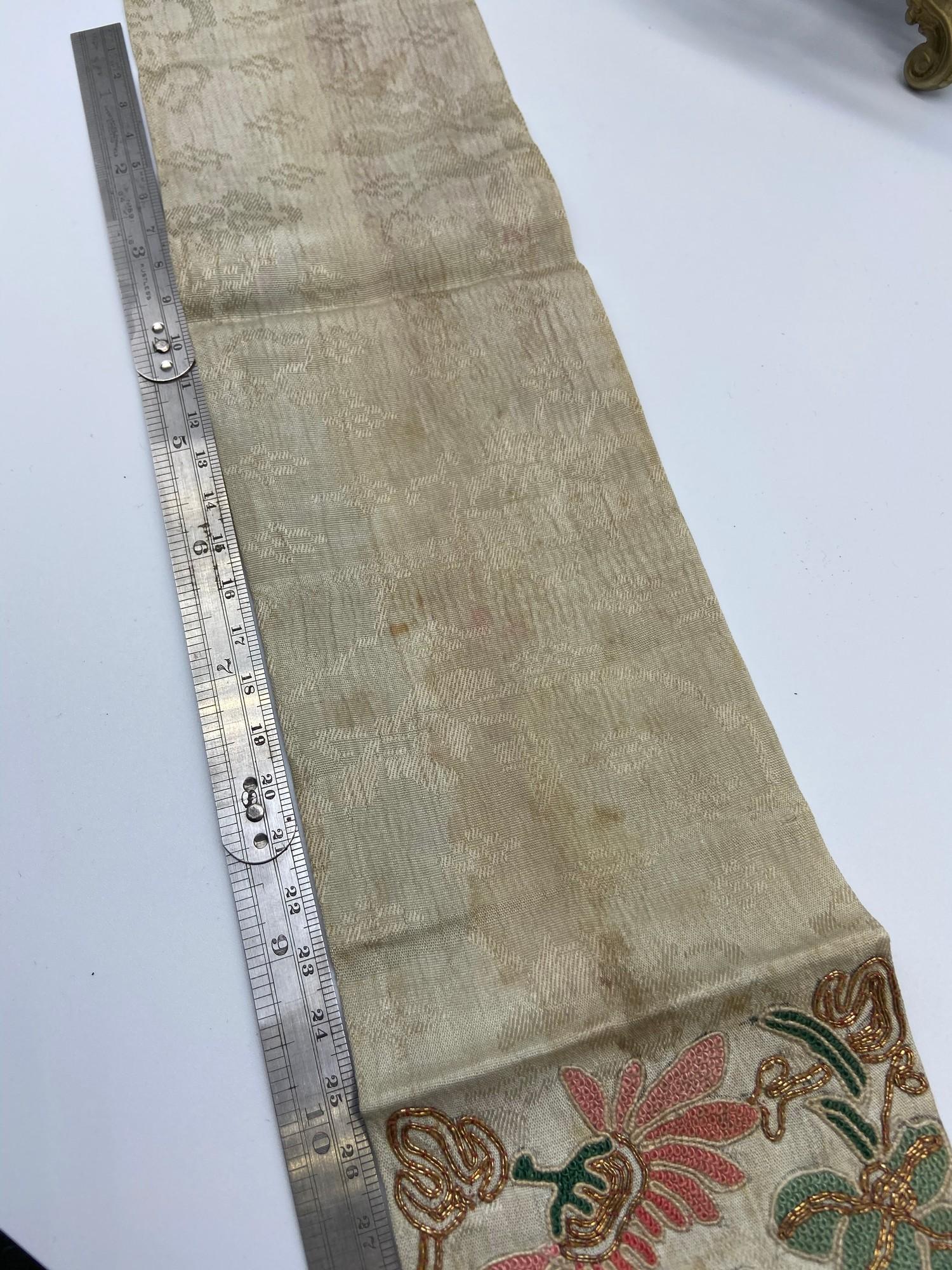 A 19th century Chinese silk tapestry sash/ table centre piece. [83cm length] - Image 8 of 8