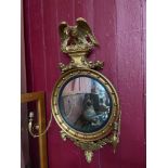 Antique Regency design convex mirror, Designed with original regency Eagle mounts, Wreaths and
