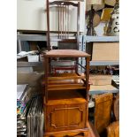 A Reproduction telephone table with pull out writing area. Together with an Edwardian chair produced