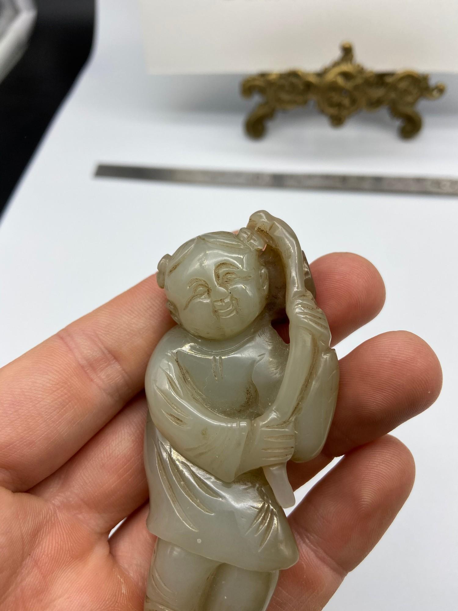 Antique Chinese hand carved jade figure. [8cm length] - Bild 6 aus 7