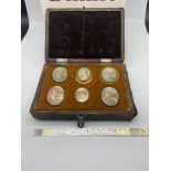 A Set of 5 Late 18th/Early 19th century miniature paintings and portrait brooches. Signed R Dumans