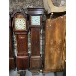 A Georgian long cased grandfather clock. Comes with weights and pendulum.