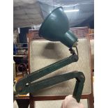 A Vintage Industrial Three armed work lamp. Finished with the industrial green paint.