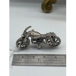 A 925 Silver motorcycle model. Designed with movable wheels and steering bars. [4.3cm length]