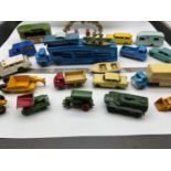 A Collection of vintage Matchbox Lesney Diecast models to include Newsagent stand and Esso fuel