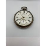A Chester silver cased pocket watch, Fusee movement. Produced by Speculand Bros Ltd. Guaranteed