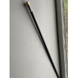 An Indo- Persian Niello silver handle and wood walking cane. [92.5CM Length]
