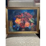 A Vintage oil painting on board depicting still life flowers, by G Tipping