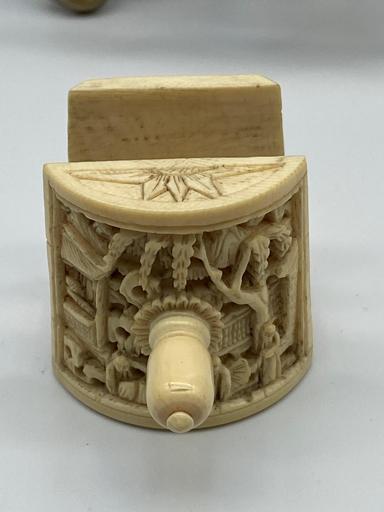 A 19th century Chinese hand carved sewing clamp. - Image 2 of 6