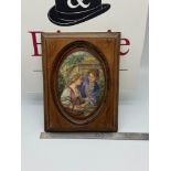 A Late 18th/ Early 19th century Miniature painting of a couple conversating. Signed D' Boucher.