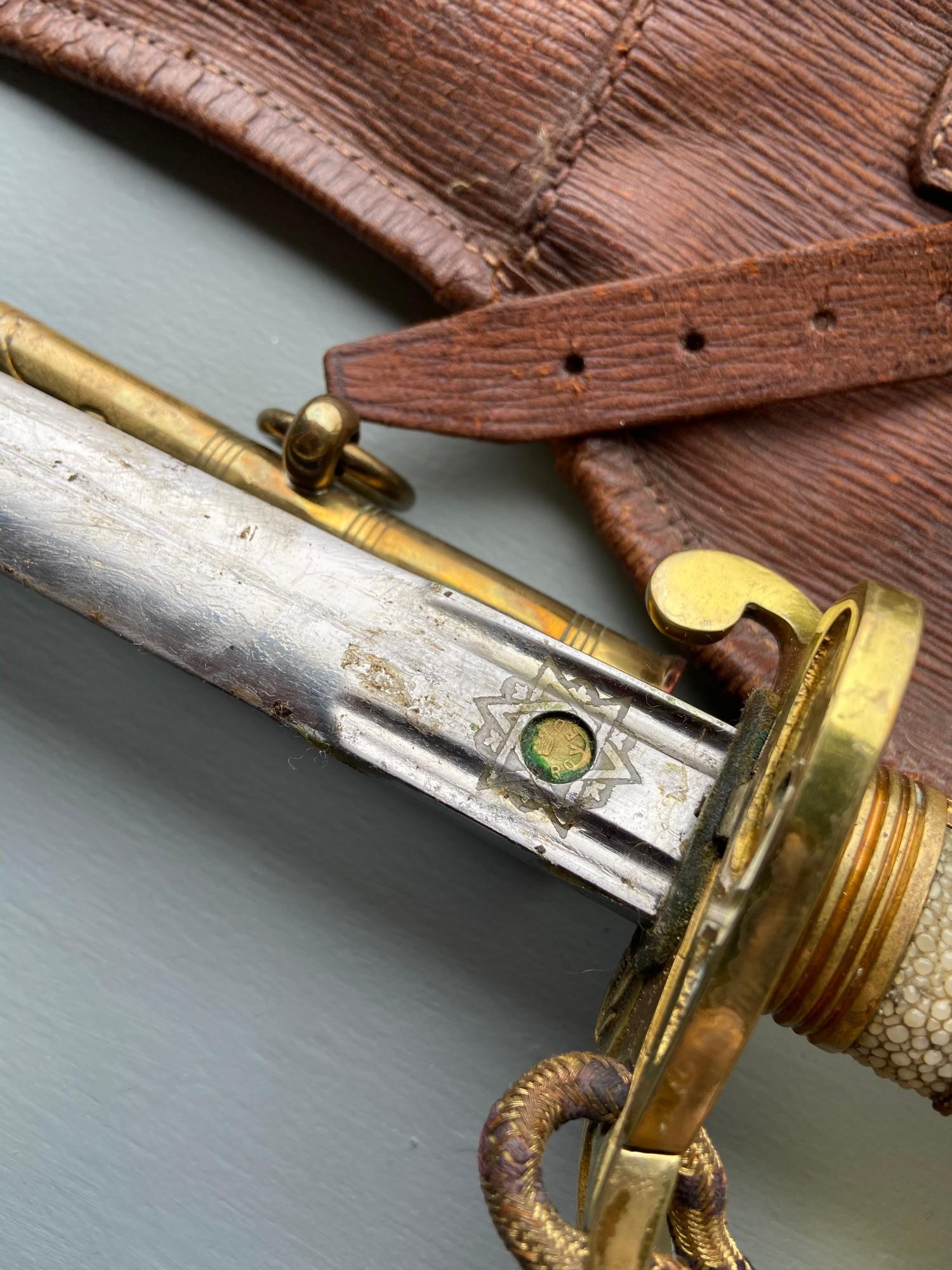 A Royal Navy officers sword, scabbard and belt, Sword is produced by Gieve Matthews & Seagrove - Image 11 of 20