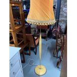 A Retro 1960's 70's porcelain and brass standard lamp.