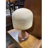 Antique mannequin hat/ wig stand together with measuring tool.