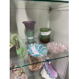A Lot of five pieces of art glass which includes two pieces on Monart/ Vasart vases, Fratelli Toso