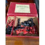 Antique lead painted chess set produced by The Roses Chess.