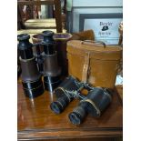 A Pair of WW2 Bino Prism No2 MkII Binoculars with case. Together with a pair of Negretti & Zambra