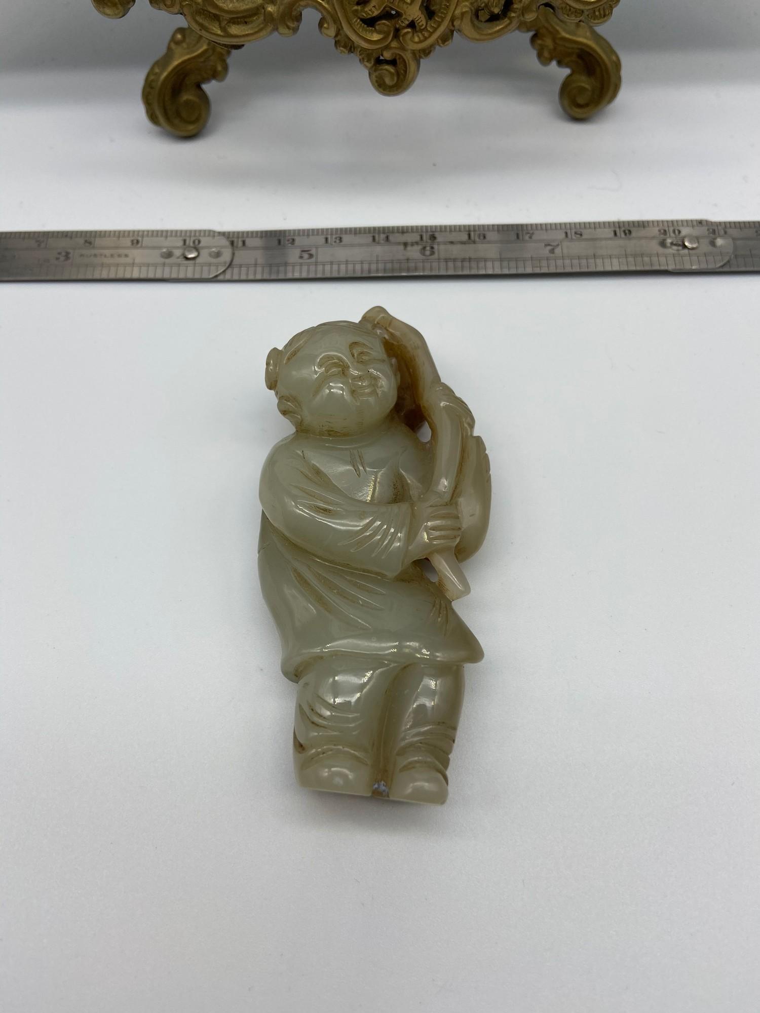 Antique Chinese hand carved jade figure. [8cm length]