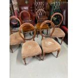 A Lot of 6 Victorian rosewood dining chairs with balloon back supports. [All need reupholstered]