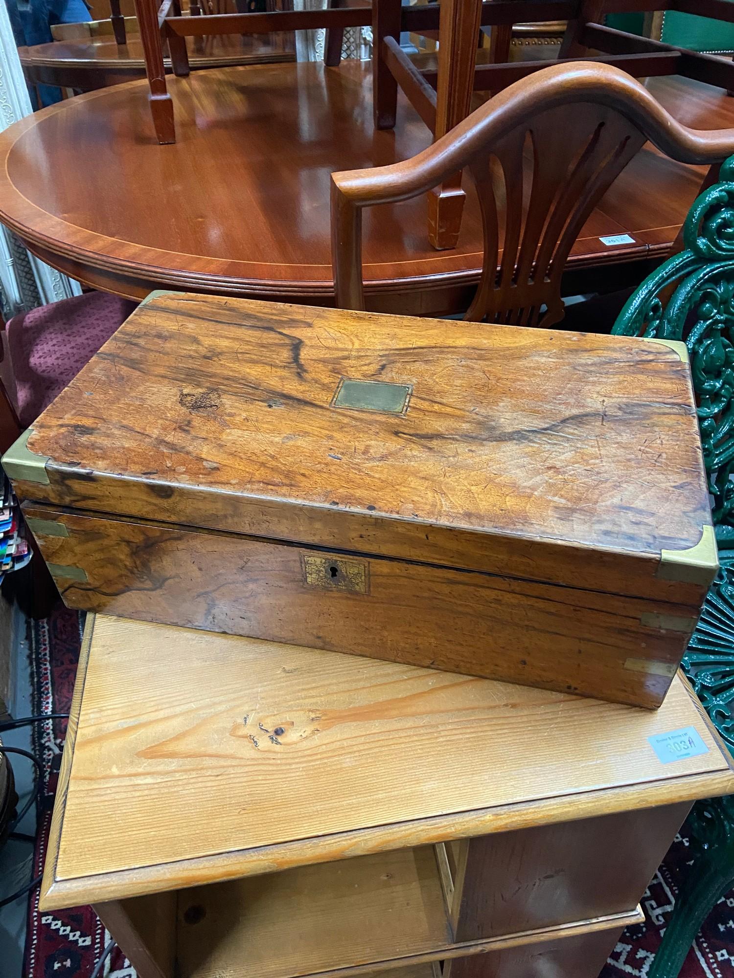 A Victorian writing slope document box. Designed with brass inlays.