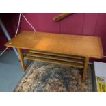A Light oak retro lounge table designed with under shelf [45x111x47cm]