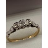 A Ladies 9ct & Platinum Diamond ring. [Ring size M] [2 Grams]