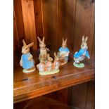 A Lot of Five Beswick 'Beatrix Potter' Figures which includes Mr Benjamin Bunny, Cecily Parsley, Mrs