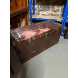 World War II Lancaster aircraft desert equipment trunk with carrying handles, 51cm H x 98cm W x 40cm