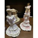 Various porcelain figurines which includes Coalport and Naples