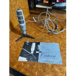 A Vintage Cadenza Ribbon Microphone with leaflet.