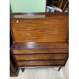 A Mid century three drawer pedestal leg writing bureau.