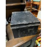 Antique metal two handle document/ deed chest.