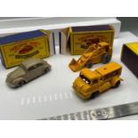 A Lot of three Matchbox series boxed models. Excavator No.24- Compressor Lorry No.28 & Volkswagen