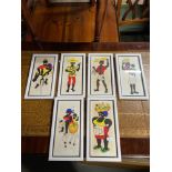 A Lot of 6 retro hand painted cultural paintings. Signed A.H.