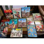 A Collection of vintage annuals which includes Ideal Book for Boys, Giles, Farm Stories and