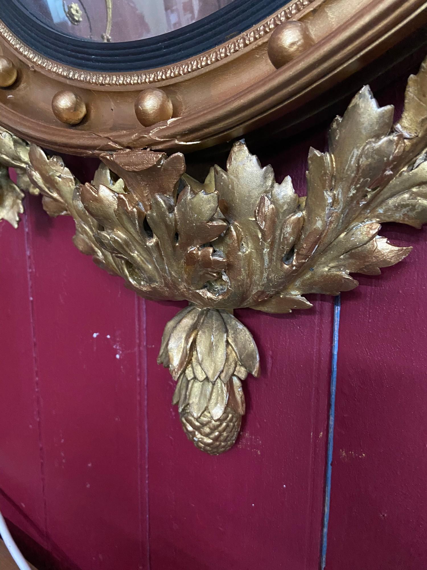 Antique Regency design convex mirror, Designed with original regency Eagle mounts, Wreaths and - Image 4 of 5