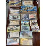 A Quantity of boxed military Airfix models. Includes Lockheed Hudson I, Control Tower, R.A.F.