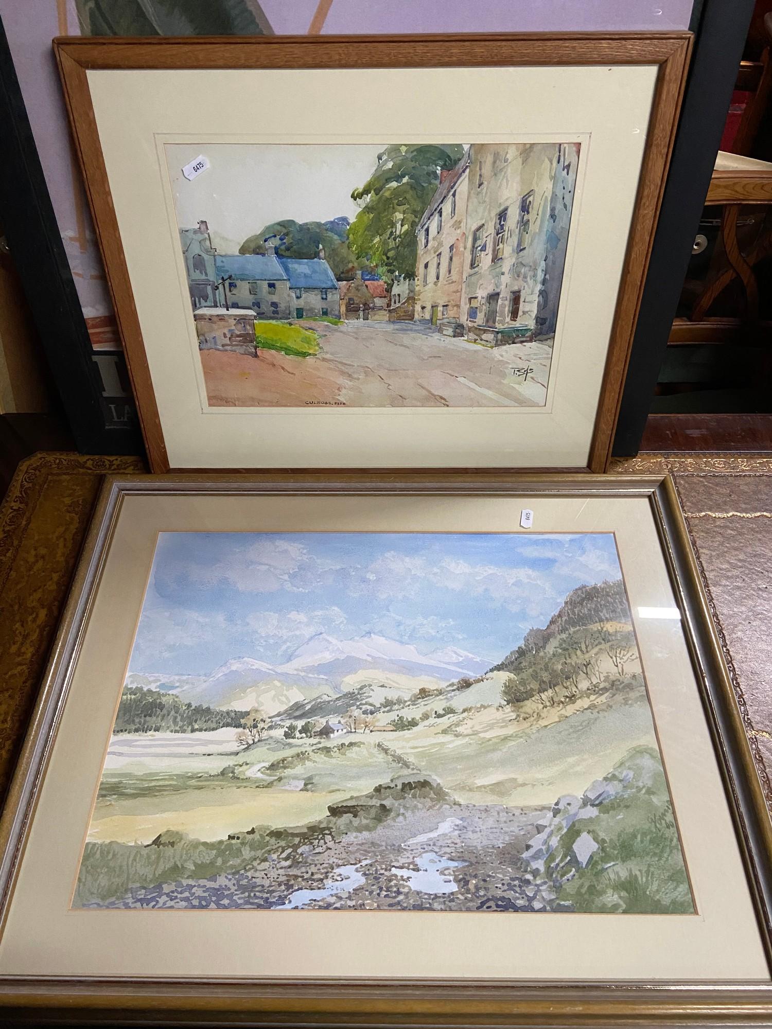 Two vintage watercolours one signed by Gloria Young and depicting Mountain landscape. The other is