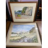 Two vintage watercolours one signed by Gloria Young and depicting Mountain landscape. The other is